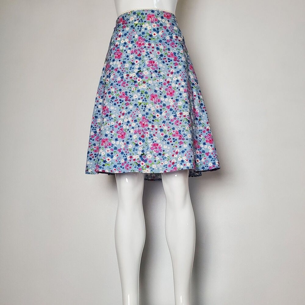 Vintage Y2k Von Mozart Blue Floral Skirt View 4